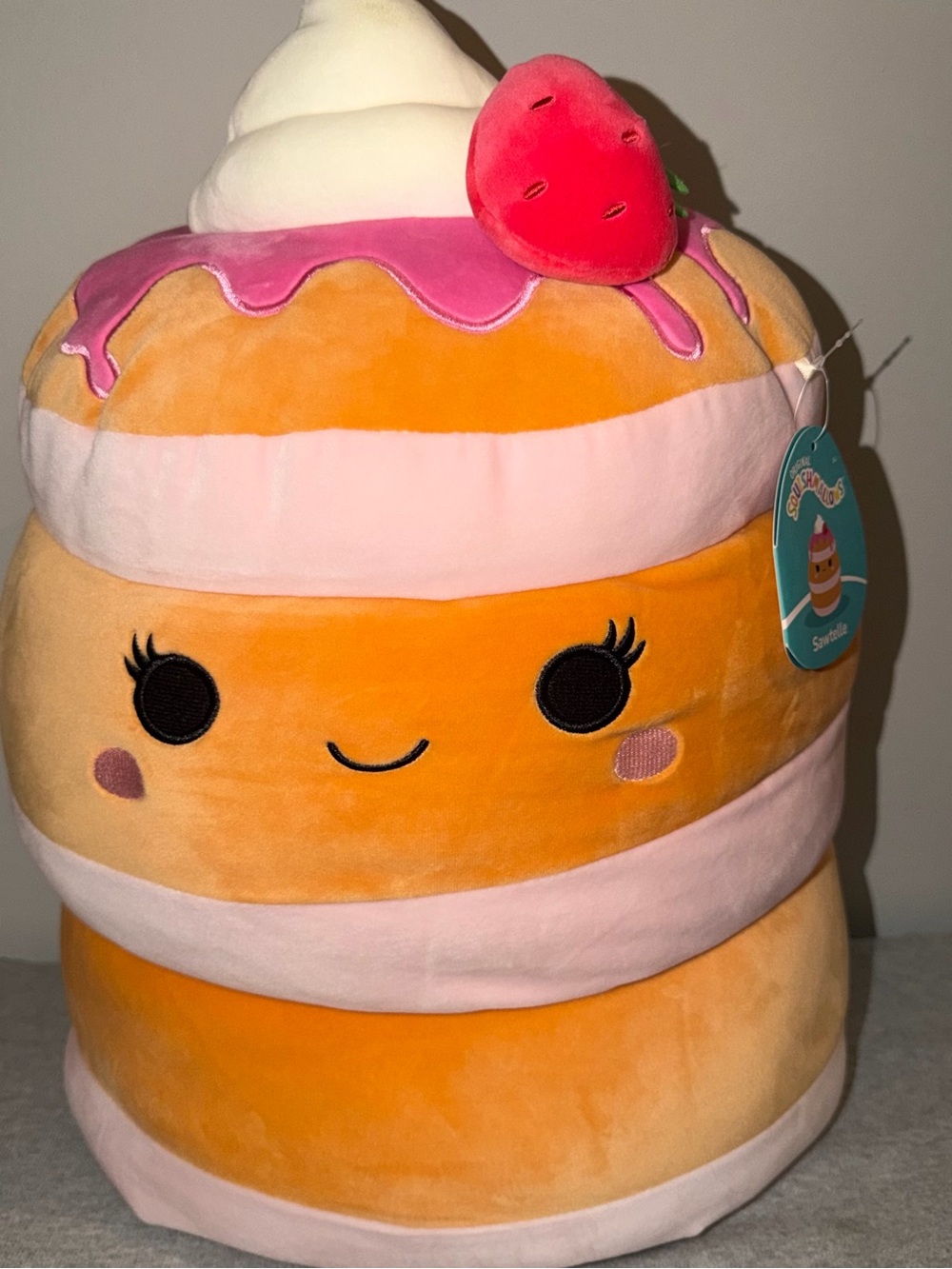 Sawtelle the Stack Pancake Plush with Strawberry & Whipped Cream Squishmallow